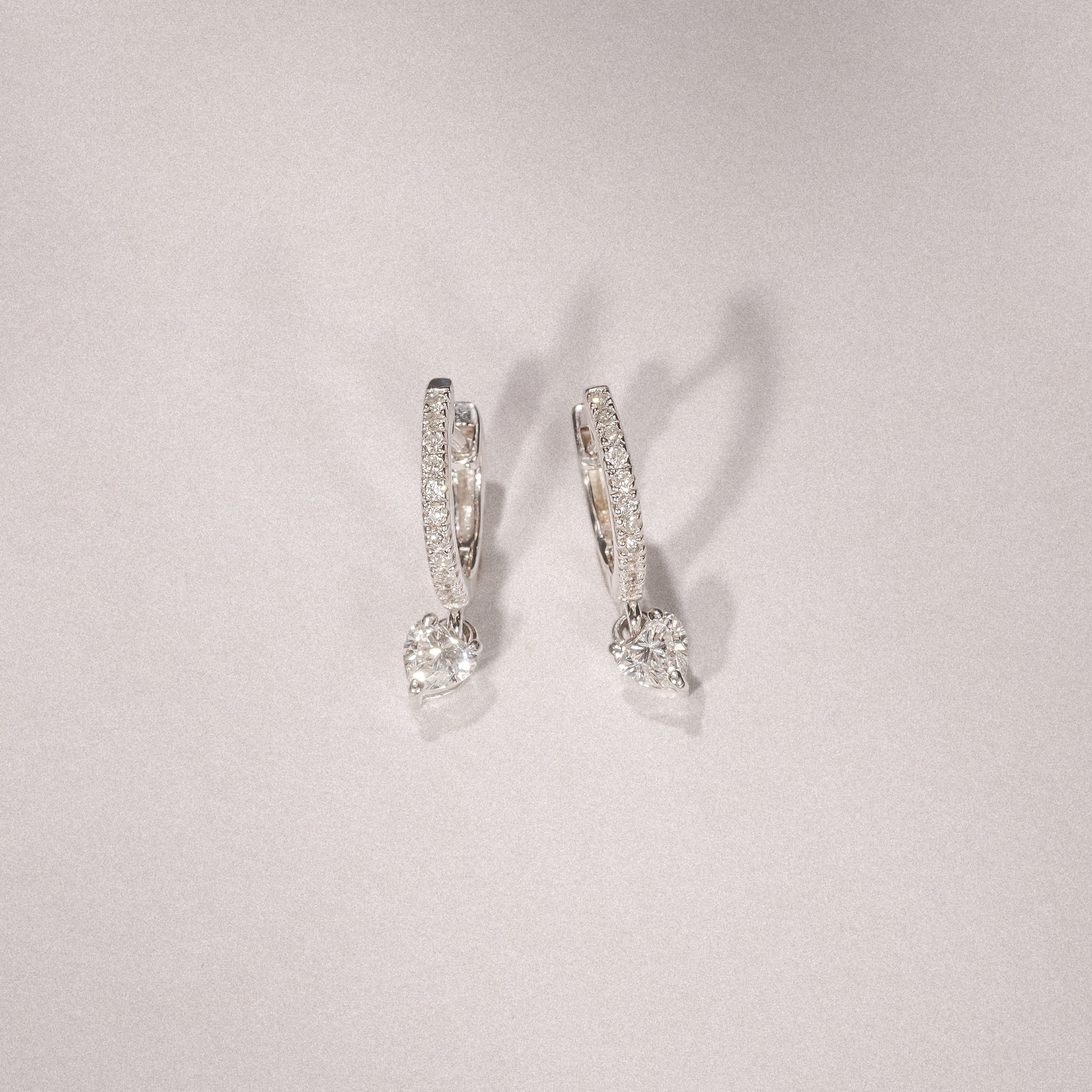 Stellato Heart Drop Hoop Earrings Lab Diamond 0.50ct in 925 Silver